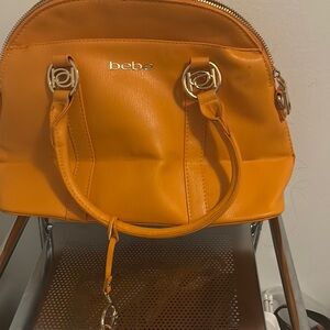 Bebe Orange Satchel with Gold Hardware